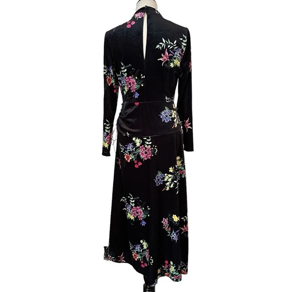 ASOS velvet floral black midi length dress - Picture 2 of 12
